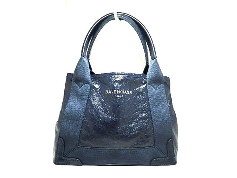 Balenciaga handbag Navy Blue Cabas Leather